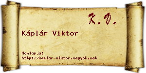 Káplár Viktor névjegykártya